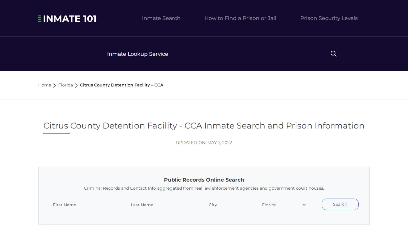 Citrus County Detention Facility - CCA Inmate Search ...