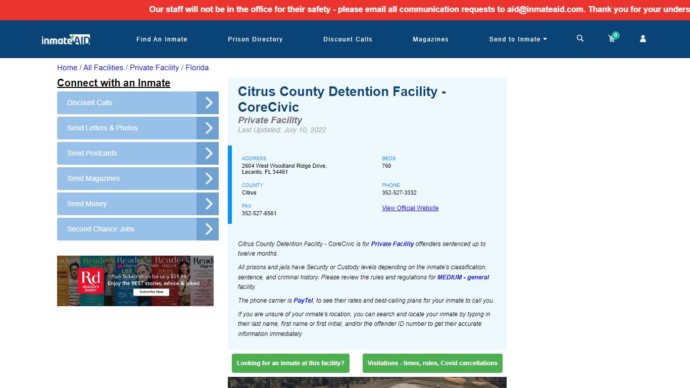 Citrus County Detention Facility - CoreCivic - Inmate ...